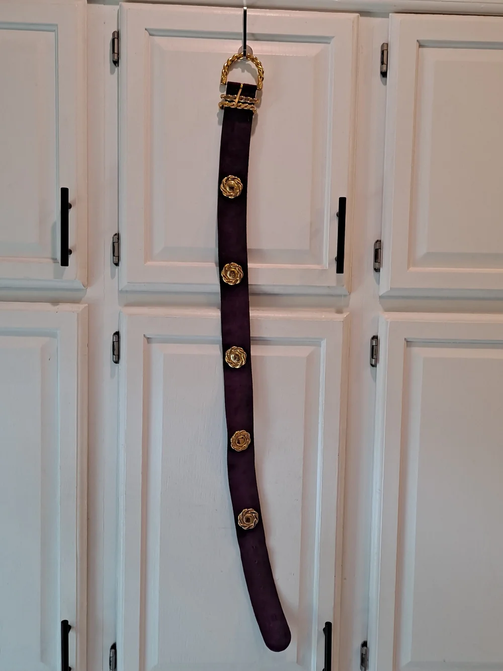 Patricia Smith Designer For JE Desiree Purple Suede Belt Gold Accents 80s 90s